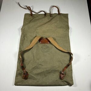Vintage Duluth MONARCH BRAND NO. 60 CANOE BAG green canvas leather EXCELLENT CON